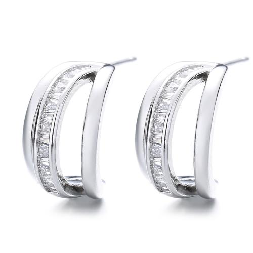 Boucles d'oreilles en laiton zircon cubique pavent, bijoux de mode & pavé de micro zircon & pour femme, plus de couleurs à choisir, 17x10mm, Vendu par paire