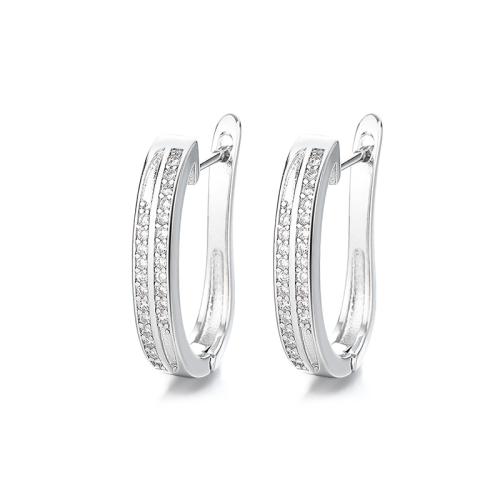 Boucles d'oreilles en laiton zircon cubique pavent, bijoux de mode & pavé de micro zircon & pour femme, argent, 22x4mm, Vendu par paire