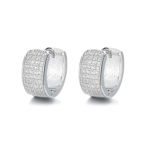 Cubic Zirconia Micro Pave Brass Earring, fashion jewelry & micro pave cubic zirconia & for woman, more colors for choice, 13x7mm, Sold By Pair