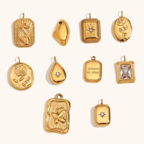 Stainless Steel Pendants, 304 Stainless Steel, 18K gold plated, different styles for choice, golden, Sold By PC