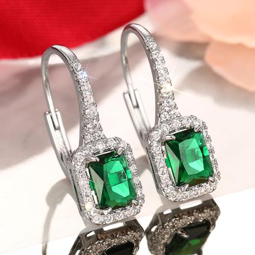 Boucles d'oreilles en laiton zircon cubique pavent, bijoux de mode & pavé de micro zircon & pour femme, 26mm, Vendu par paire