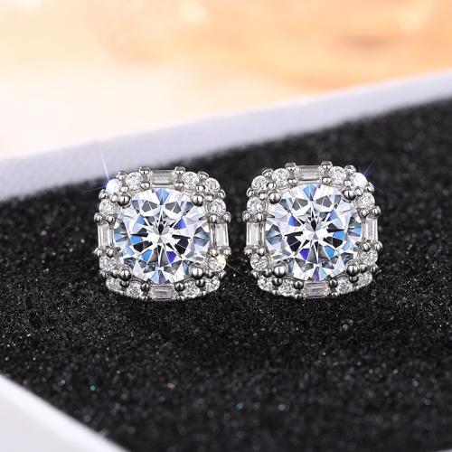 Boucles d'oreilles en laiton zircon cubique pavent, bijoux de mode & pavé de micro zircon & pour femme, 11.50mm, Vendu par paire