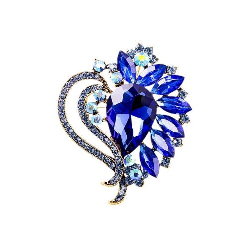 Tibetan Style Brooches, fashion jewelry & for woman & with rhinestone, more colors for choice, 52x65mm, Sold By PC