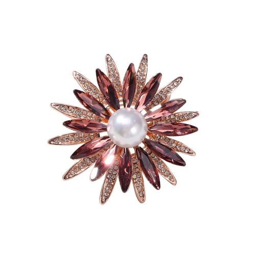 Tibetan Style Brooches, with Plastic Pearl, fashion jewelry & for woman & with rhinestone, more colors for choice, 46x47mm, Sold By PC