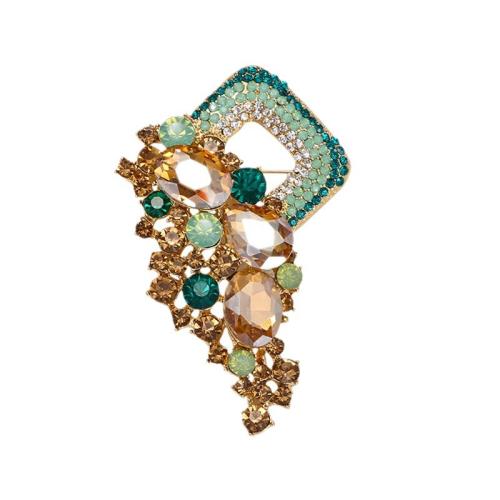 Tibetan Style Brooches, fashion jewelry & for woman & with rhinestone, more colors for choice, 52x84mm, Sold By PC