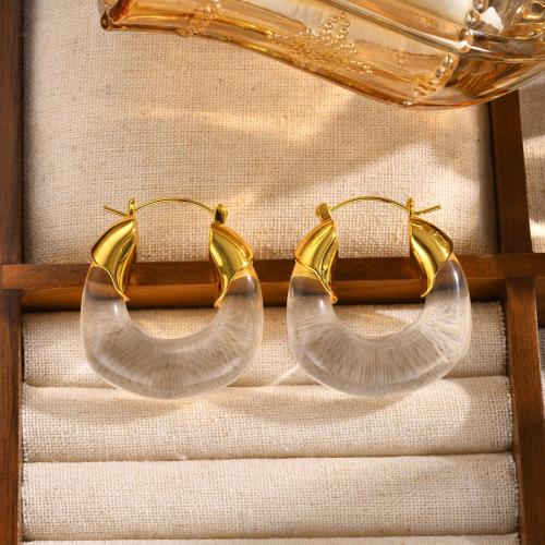 Brass Leverback Earring, with Resin, fashion jewelry & for woman, 32x35mm, Sold By Pair