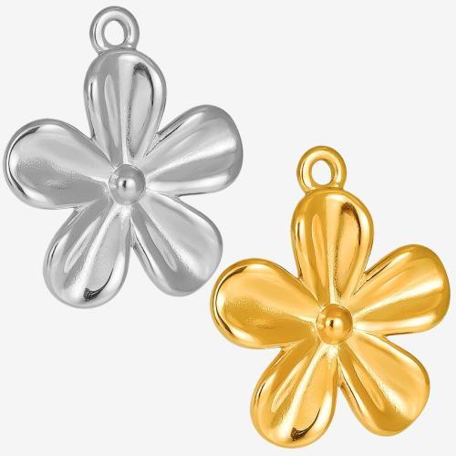 Stainless Steel Flower Pendant, 304 Stainless Steel, Vacuum Ion Plating, DIY, more colors for choice, 24x28mm, Sold By PC