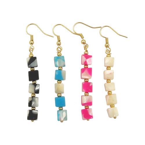 Shell Earrings, with Brass, gold color plated, fashion jewelry & for woman, more colors for choice, 6x44mm, Sold By Pair