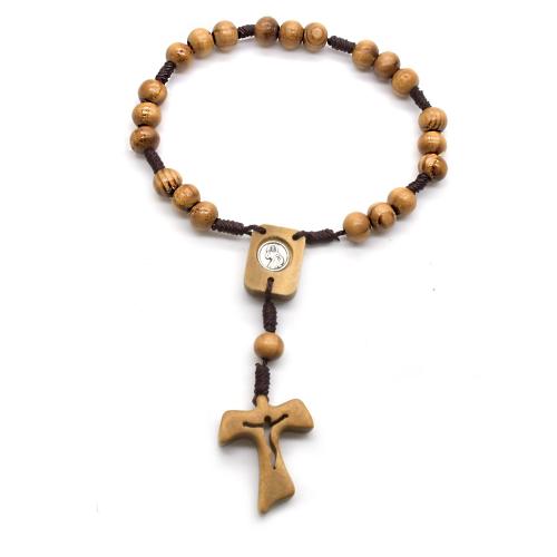 Pine Pray Beads Bracelet, with Knot Cord, Cross, fashion jewelry & Unisex, Length:Approx 18 cm, Sold By PC