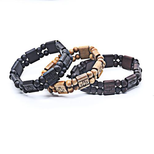 Wood Bracelets, fashion jewelry & Unisex, more colors for choice, beads:6mm,cross piece:1.3x1.5cm, Length:Approx 20 cm, Sold By PC