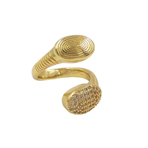 Cubique anneau en laiton Circonia Micro Pave, Placage de couleur d'or, Réglable & bijoux de mode & pavé de micro zircon & pour femme, protéger l'environnement, sans nickel, plomb et cadmium, Vendu par PC