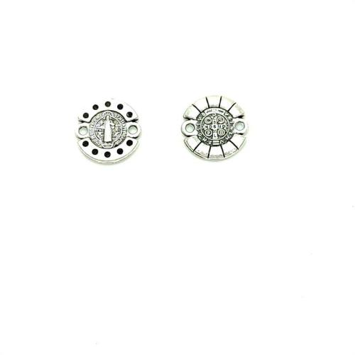 Tibetan Style Connector, Round, antique silver color plated, DIY & 1/1 loop, 15x15mm, 100PCs/Bag, Sold By Bag