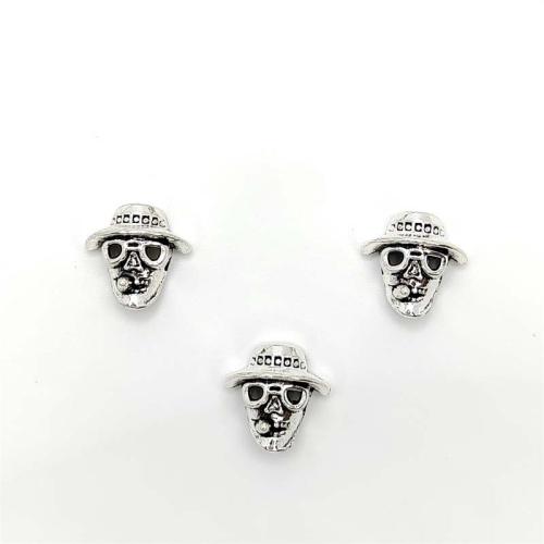 Tibetan Style Jewelry Beads, Skull, antique silver color plated, DIY, 14x14mm, 100PCs/Bag, Sold By Bag