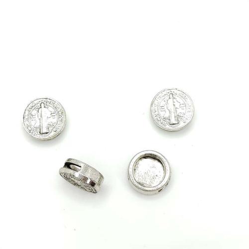 Bijoux de perles en alliage de Zinc , Rond, Plaqué de couleur d'argent, DIY, 14x14mm, 100PC/sac, Vendu par sac