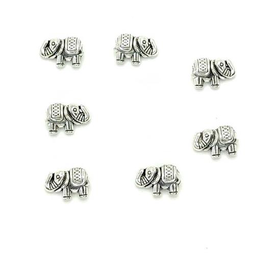 Colgantes Animales de Aleación de Zinc, Elefante, chapado en color de plata antigua, Bricolaje, 12x12mm, 100PCs/Bolsa, Vendido por Bolsa