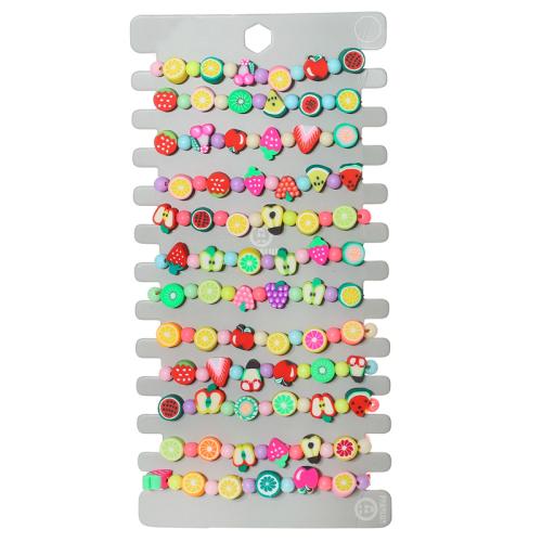 Resin Bracelets, with Knot Cord, Fruit, Adjustable & for woman, multi-colored, 12PCs/Set, Sold By Set