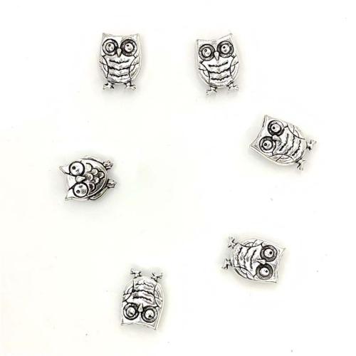 Tibetan Style Animal Pendants, Owl, antique silver color plated, DIY, 8x12mm, 100PCs/Bag, Sold By Bag