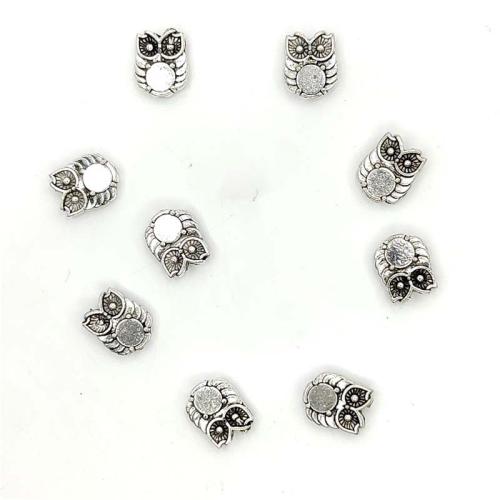 Pendentifs animaux en alliage de zinc, hibou, Plaqué de couleur d'argent, DIY, 8x9mm, 100PC/sac, Vendu par sac