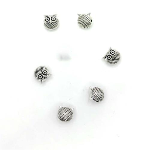 Pendentifs animaux en alliage de zinc, hibou, Plaqué de couleur d'argent, DIY, 10x10mm, 100PC/sac, Vendu par sac