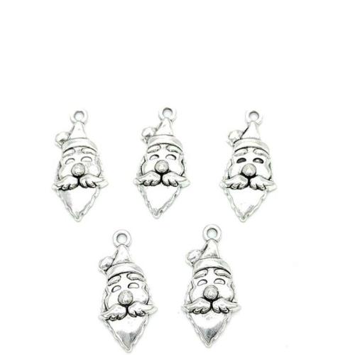 Tibetan Style Pendants, Santa Claus, antique silver color plated, DIY, 13x23mm, 100PCs/Bag, Sold By Bag