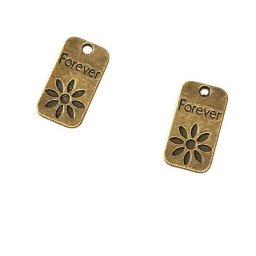 Tibetan Style Pendants, Rectangle, antique bronze color plated, DIY, 12.50x23.10mm, 50PCs/Bag, Sold By Bag