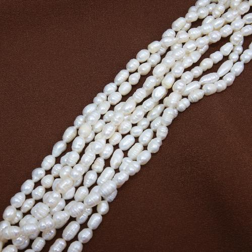 Cultured Rice Freshwater Pearl Beads, DIY, white, about:5-6mm, Sold Per Approx 38 cm Strand