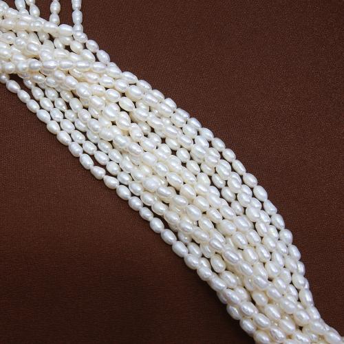 Cultured Rice Freshwater Pearl Beads, DIY, white, about:  4-4.5mm, Sold Per Approx 38 cm Strand