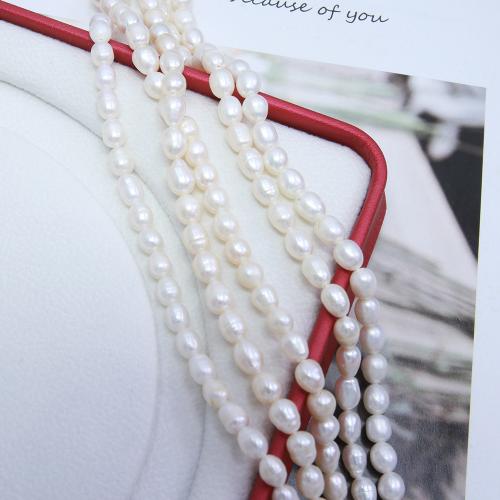 Cultured Rice Freshwater Pearl Beads, DIY, white, about:5-6mm, Sold Per Approx 38 cm Strand