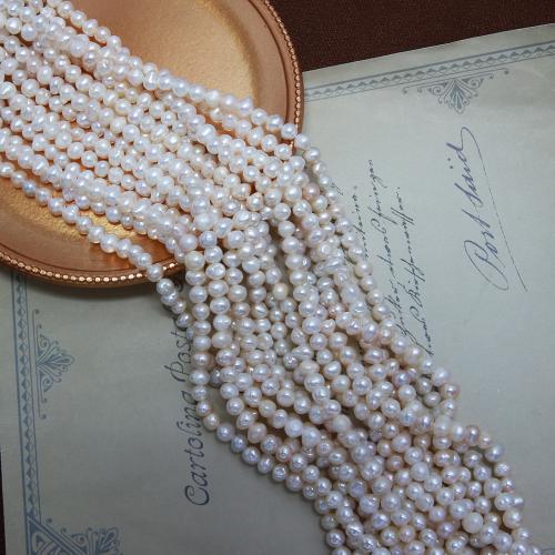 Cultured Potato Freshwater Pearl Beads, DIY, white, about:3-4mm, Sold Per Approx 38 cm Strand