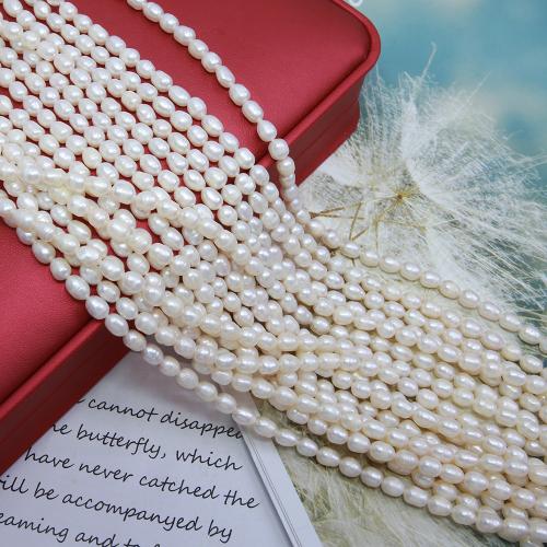 Cultured Rice Freshwater Pearl Beads, DIY, white, about: 5-5.5mm, Sold Per Approx 38 cm Strand