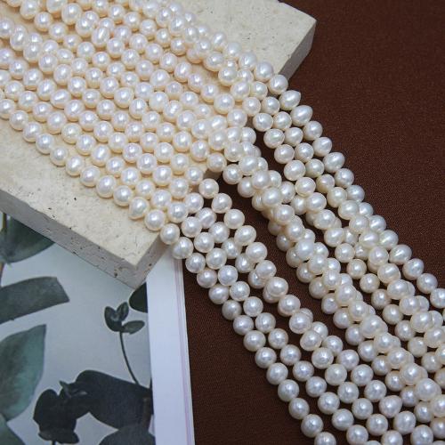 Natural Freshwater Pearl Loose Beads, Slightly Round, DIY, white, about:5-6mm, Sold Per Approx 38 cm Strand