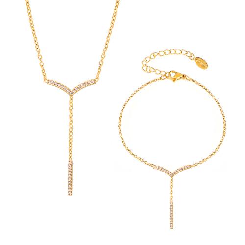 Ensembles de bijoux en zircon cubique en acier inoxydable, Acier inoxydable 304, Placage, styles différents pour le choix & pavé de micro zircon & pour femme, plus de couleurs à choisir, Vendu par PC