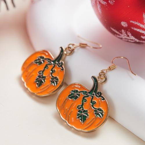 aleación de zinc Pendientes con Colgantes, Calabaza, chapado, Diseño de Halloween & Joyería & para mujer, color original, Vendido por Par