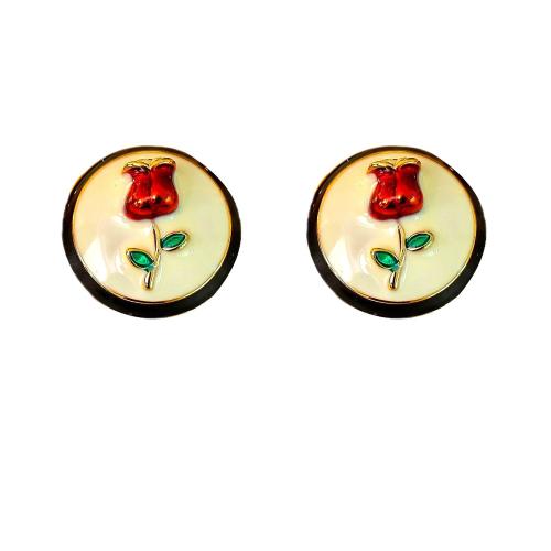 Brass Earring Clip, plated, for woman & enamel, gold, 16mm, Sold By Pair