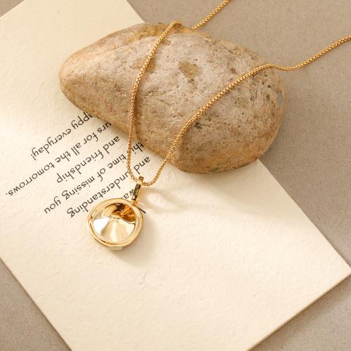 Brass Necklace, with Freshwater Pearl, with 4.5CM extender chain, plated, for woman & enamel, gold, Length:Approx 45 cm, Sold By PC