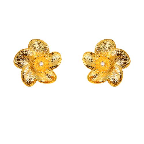 Cubic Zirconia Micro Pave Brass Earring, petals, plated, micro pave cubic zirconia & for woman, more colors for choice, 22x24mm, Sold By Pair