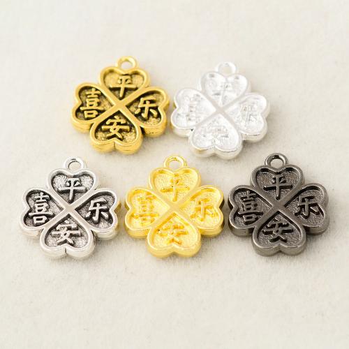 Tibetan Style Clover Pendant, plated, DIY, more colors for choice, 12x14mm, Hole:Approx 1.5mm, Sold By PC