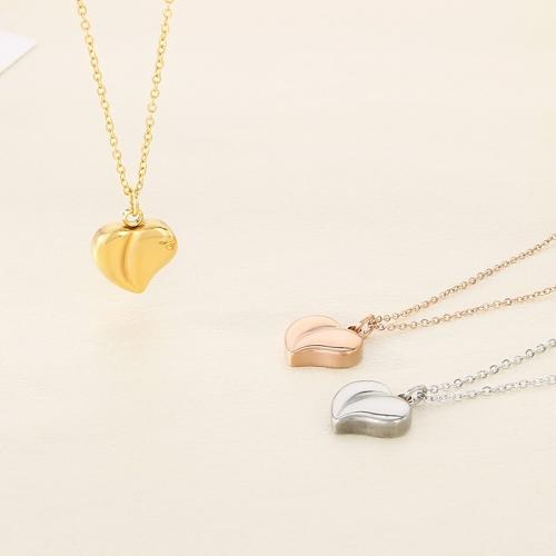 Stainless Steel Jewelry Necklace, 304 Stainless Steel, Heart, Vacuum Ion Plating, for woman, more colors for choice, Sold By PC