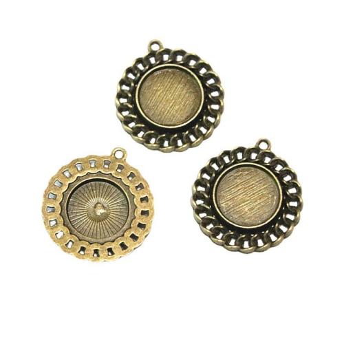 Tibetan Style Pendant Cabochon Setting, antique brass color plated, DIY, 16mm, 40PCs/Bag, Sold By Bag