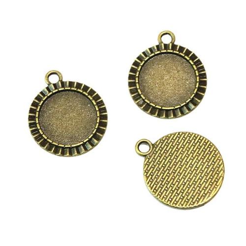 Tibetan Style Pendant Cabochon Setting, antique brass color plated, DIY, 18mm, 50PCs/Bag, Sold By Bag