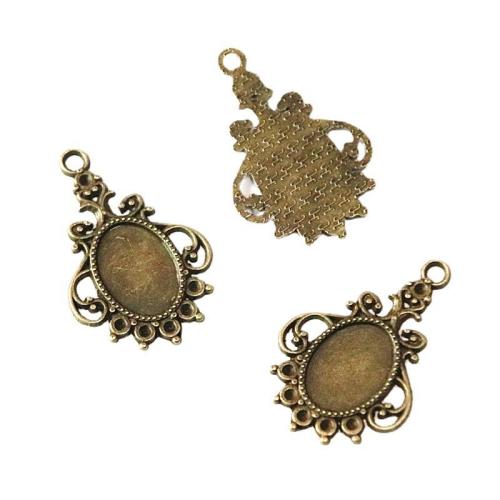 Tibetan Style Pendant Cabochon Setting, antique brass color plated, DIY, 10x14mm, 100PCs/Bag, Sold By Bag