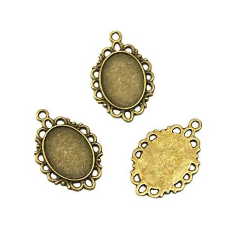 Tibetan Style Pendant Cabochon Setting, antique brass color plated, DIY, 18x13mm, 50PCs/Bag, Sold By Bag