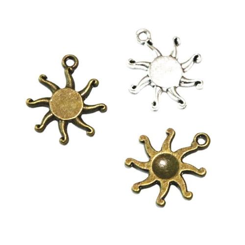 Tibetan Style Pendants, Sun, plated, DIY, more colors for choice, 16.50x19mm, 100PCs/Bag, Sold By Bag