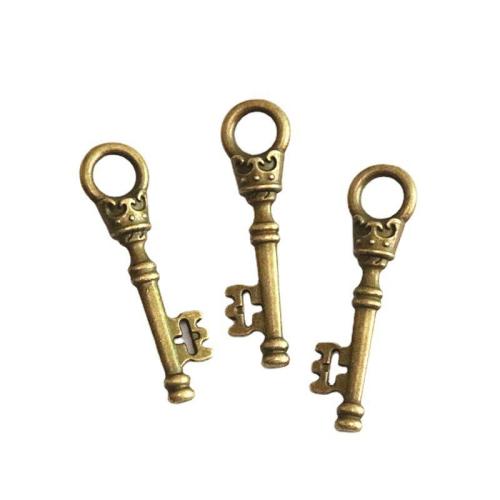 Tibetan Style Key Pendants, plated, DIY, more colors for choice, 34x9mm, 50PCs/Bag, Sold By Bag