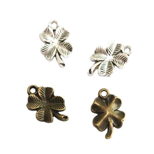 Tibetan Style Clover Pendant, Four Leaf Clover, plated, DIY, more colors for choice, 17x11mm, 100PCs/Bag, Sold By Bag