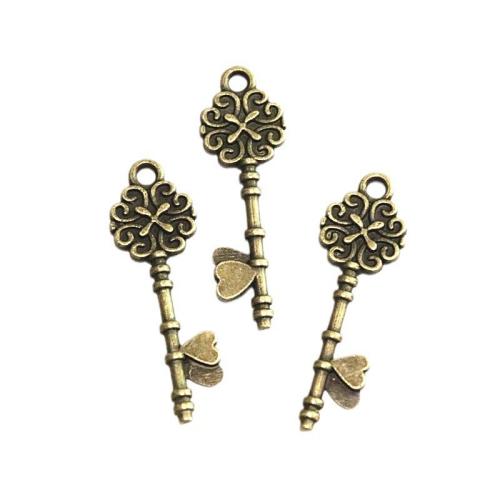 Tibetan Style Key Pendants, plated, DIY, more colors for choice, 34x11mm, 100PCs/Bag, Sold By Bag