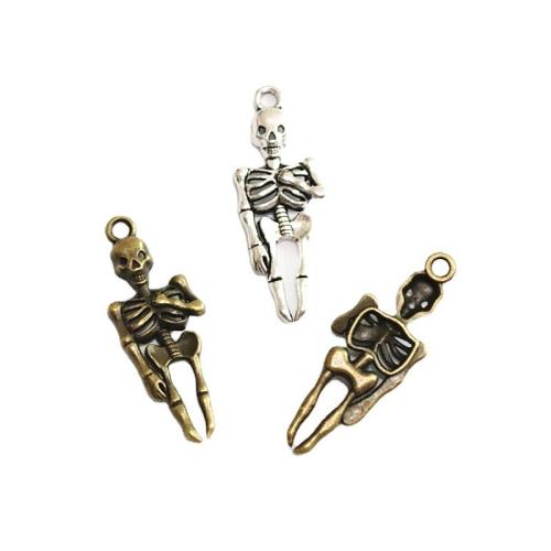 Tibetan Style Pendants, Skeleton, plated, DIY, more colors for choice, 42.70x15.60mm, 50PCs/Bag, Sold By Bag