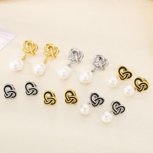 Stainless Steel Drop Earring, 304 Stainless Steel, with Shell, Vacuum Ion Plating, different styles for choice & for woman, more colors for choice, Sold By PC