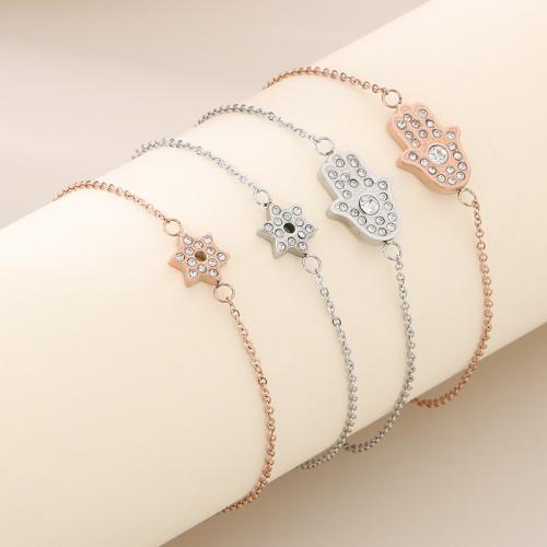 Stainless Steel Jewelry Bracelet, 304 Stainless Steel, Vacuum Ion Plating, different styles for choice & for woman & with rhinestone, more colors for choice, Sold By PC