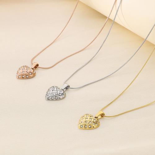 Rhinestone Stainless Steel Jewelry Set, Stud Earring & necklace, 304 Stainless Steel, Heart, Vacuum Ion Plating, different styles for choice & for woman & with rhinestone, more colors for choice, Sold By PC